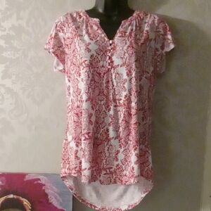 Liz Claiborne Red and White Buttoned Tunic